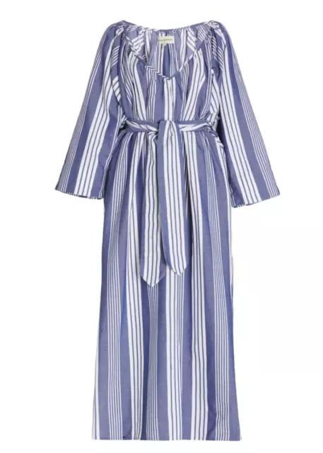 MARA HOFFMAN NET SUSTAIN Luz Belted Striped Organic Cotton-Blend Midi Dress M