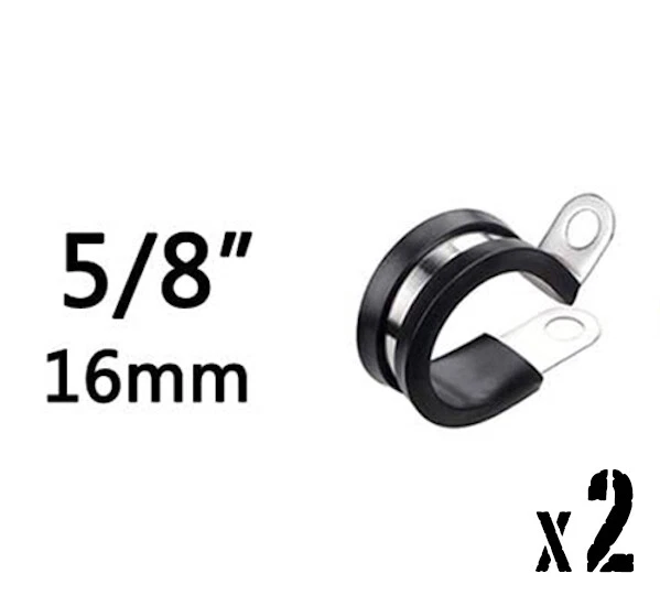 2x Collier de serrage inox caoutchouc - Clip fixation durite tuyau câblage 16mm