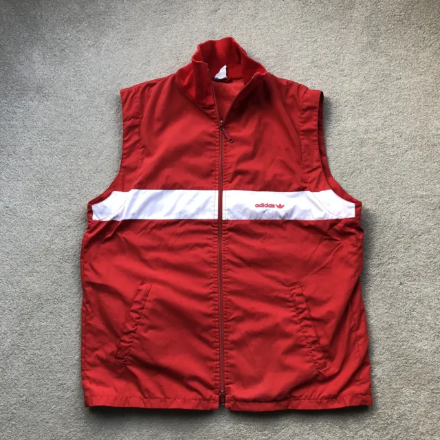 Adidas Vintage Men’s 80’s Quilted Gilet Vest Red Size L Made in West Germany