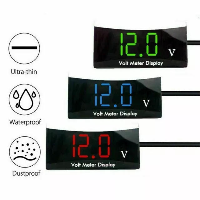 LED Digital Panel Meter Voltmeter 12V Auto Motorrad Voltanzeige Spannungsanzeige 3