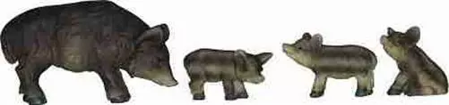 Krippenfiguren Tiere Schweine Wildschweine 4 teilig für Figuren ca.7-11 cm