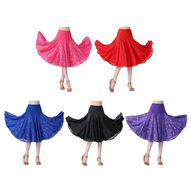 Lace Round Hem Long Skirt Modern Waltz National Standard Dance Wear Splicing Big