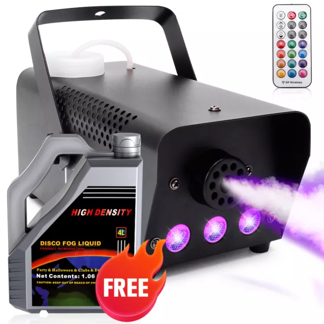 500W Nebelmaschine RGB 3 LED DJ Bühnenbeleuchtung 2 Fernbedienung +4L Nebelfluid