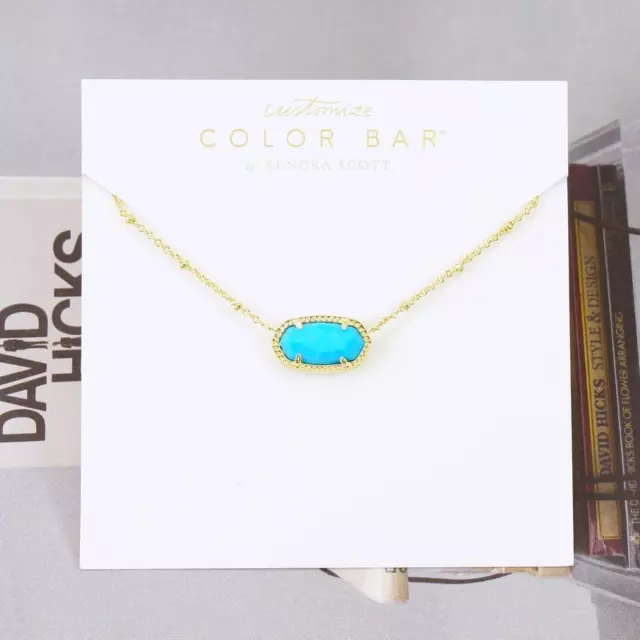 NWOT Kendra Scott Elisa Satellite Turquoise Magnesite Necklace Gold Plated