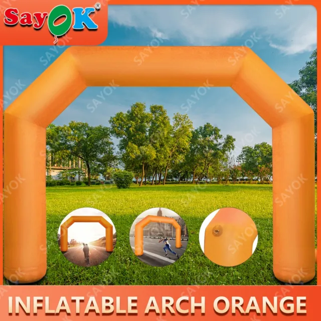SAYOK Inflatable Arch Orange 20ft Hexagon Inflatable Arch Built in 100W Blower