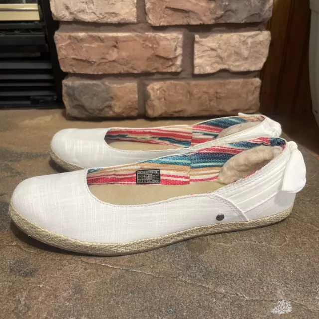 Women's Shoes UGG Perrie Cotton Canvas Skimmer Flats 1011186 White Wall Size 7.5