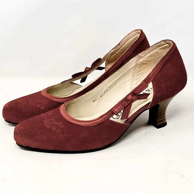Spieth & Wensky Valeska Womens Pump Leather Suede Red Bow Accent  Heel Sz 38