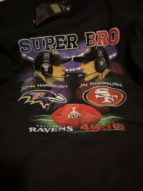 SUPER BOWL XLVII Super Bro Harbaugh Ravens vs. 49ers T-Shirt Men's L ...