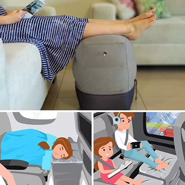 Travel Footrest  Air Pillow Plane Car Leg Relax Cushion Inflatable Foot Rest OH