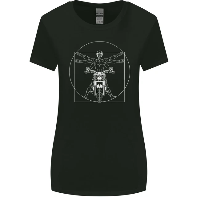 Vitruvian Biker Motorcycle Motorbike Womens Wider Cut T-Shirt