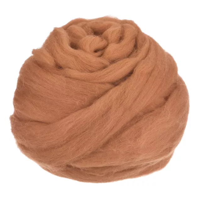 Needle Felting Wool, 3.5 Oz Nature Fibre Wool Yarn Roving (Light Brown)