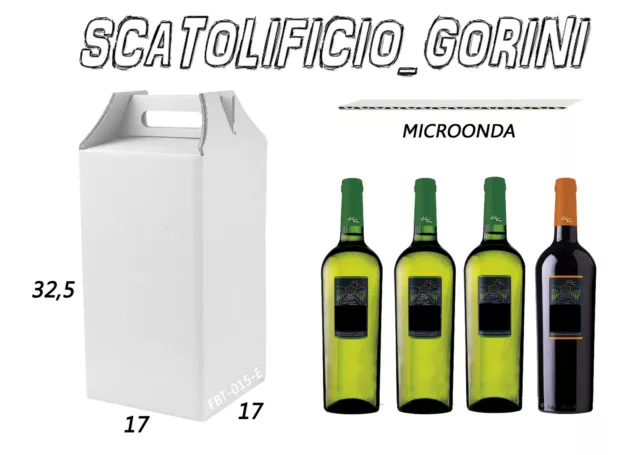 45 Pz Scatola Cartone 17X17X32,5 Porta Bottiglie 4 Posti Confezione Natale