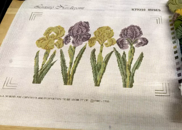 Luxury Needlepoint Tapestry Canvas - Irises (50cm x 54cm)