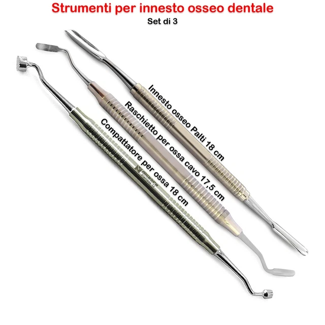 Strumenti per innesto osseo dentale Raschietto compattatore per ossa Palti 3 pz