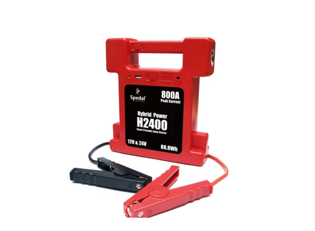 Heavy Duty Battery Jump Starter Super Compact 26000mAh 12/24V switchable w/Lamp