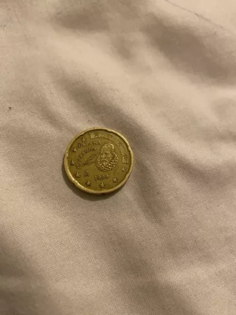 Très Rare, Pièce de 20 centimes d’euro, Espagne M (Cervantès) , 1999