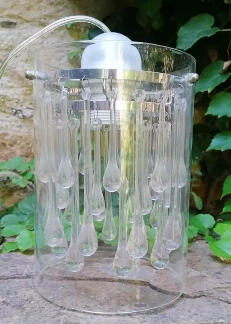 Luminaire Suspension Lustre " Cascade " de Pampilles " Gouttes d'Eau " Murano