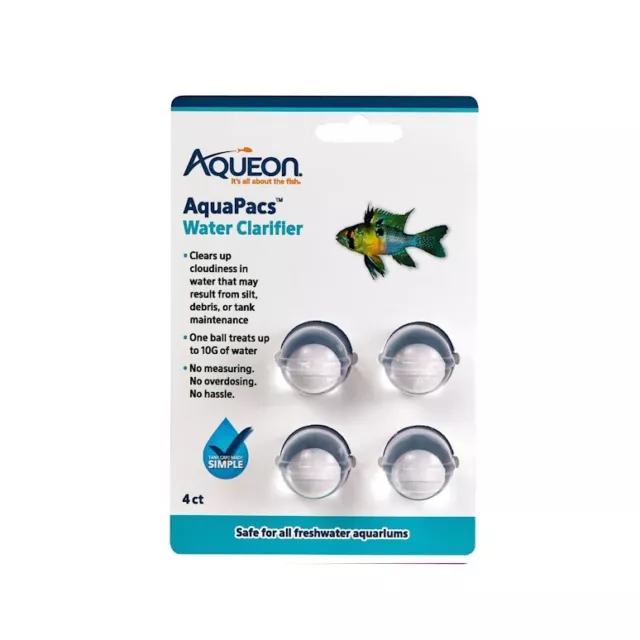 Aqueon AquaPacs Water Clarifier Cleaner 4 Pack Freshwater Fish Tank Aquarium