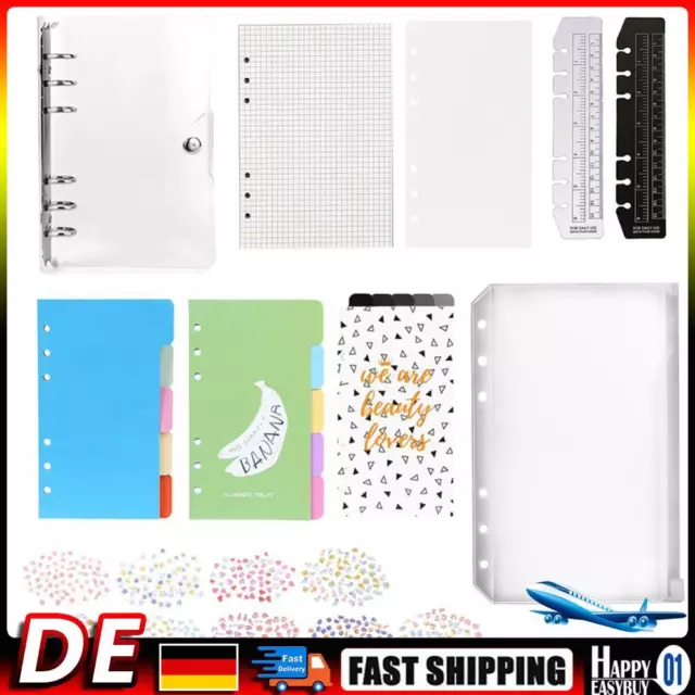 JUNERAIN PVC A5 A6 lose Blatt Set Notizbuch Tagebuch Binder Handkonten Innenseit