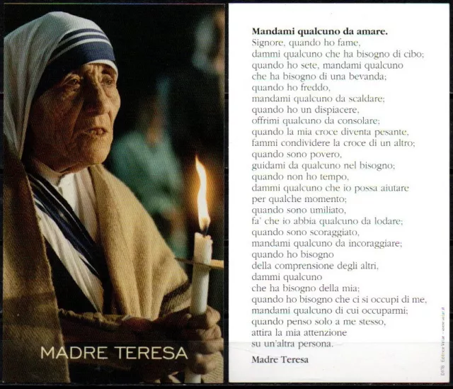 Santino - Madre Teresa di Calcutta - Mandami qualcuno da amare - VELAR D178