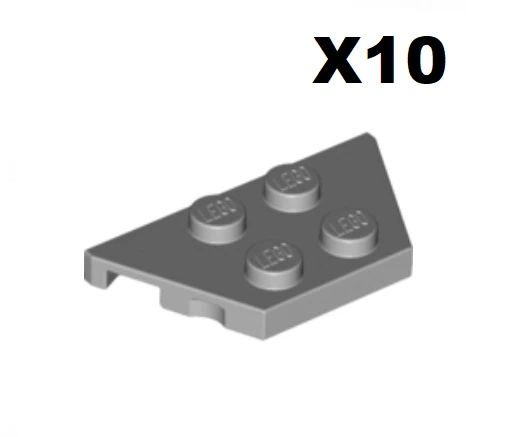 Lego ® Lot 10 Ailes Ailerons 2x4 Wings Plate Wedge Med Stone Grey 51739 NEW