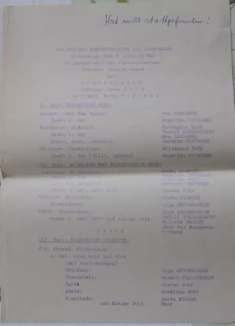 St. Konservatorium des Saarland musik 1954 studien abend Programm G3