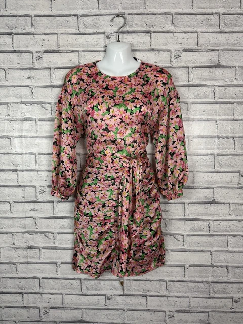 zara green and pink floral dress Zara Dresses | Zara Floral Print Satin Effect Dress | Color: Green/Purple