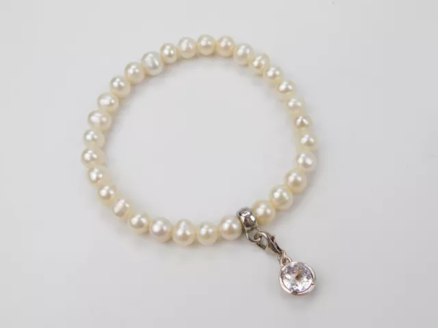 Thomas Sabo Charm Club Sterling Silver 925 Freshwater Pearl Stretch Bracelet