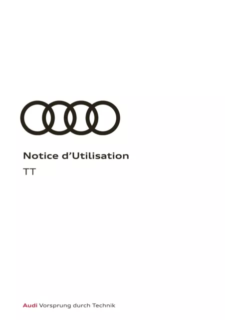 Audi TT Roadster Coupe 2014-2021 Notice d'Utilisation Français