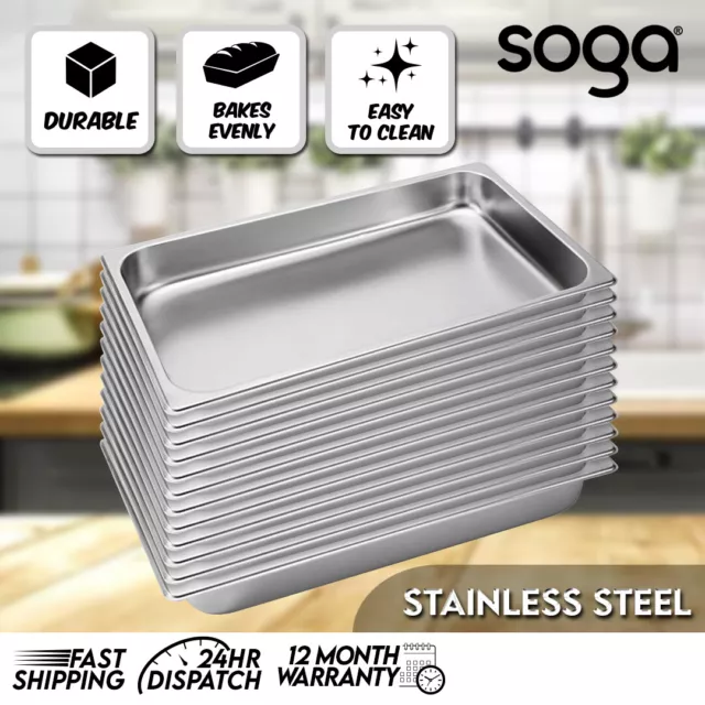 SOGA 12X  Gastronorm GN Pan Full Size 1/1 GN Pan 6.5cm Deep Stainless Steel Tray