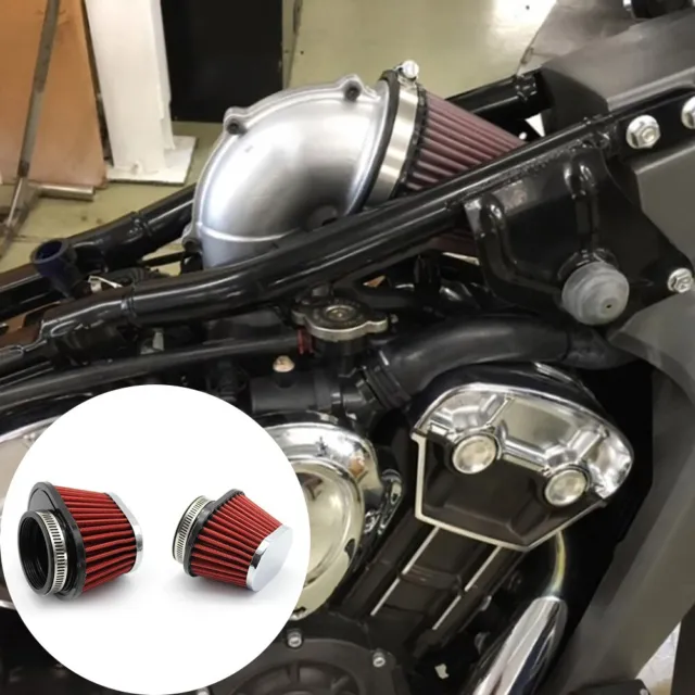 Filtre à air double couche en acier inoxydable 60 mm universel adapté aux moto