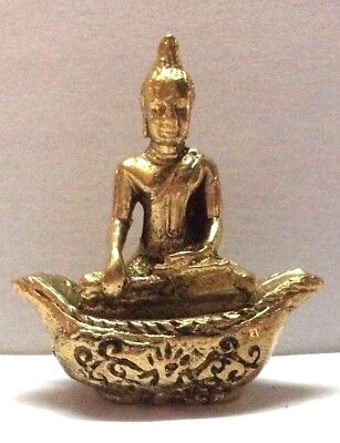 Figure Buddha Top Base Figurine Brass Amulet Buddhism Cambodia b83