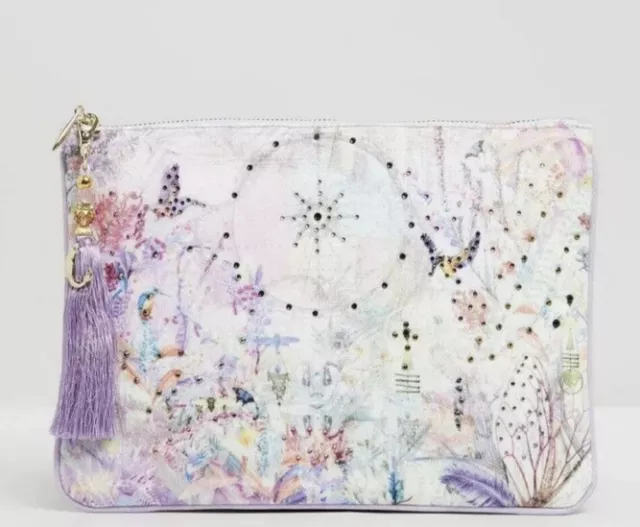 Camilla "Mermaid Milla" White Purple Boho Print Small Clutch Bag Sac Pouch