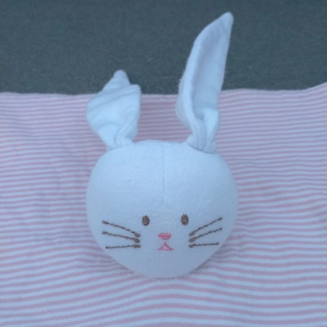 Doudou Plat Carré Lapin Blanc Rayé Rouge Petit Bateau 2
