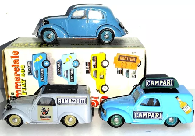 Lot 3 x Brumm 1/43 Fiat 500 Vans Fourgons & 1100 Sedan Excellent One Boxed