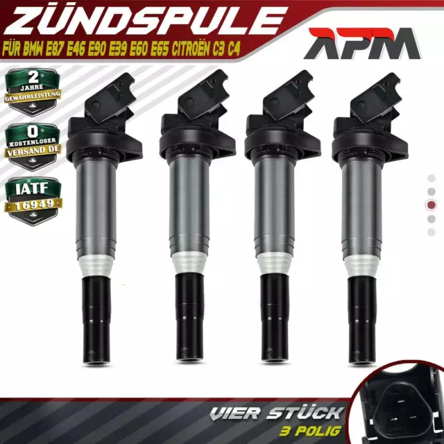 4x Zündspule für BMW 1er E81 F20 3er E46 E90 5er E60 X3 X5 Citroën MINI Peugeot