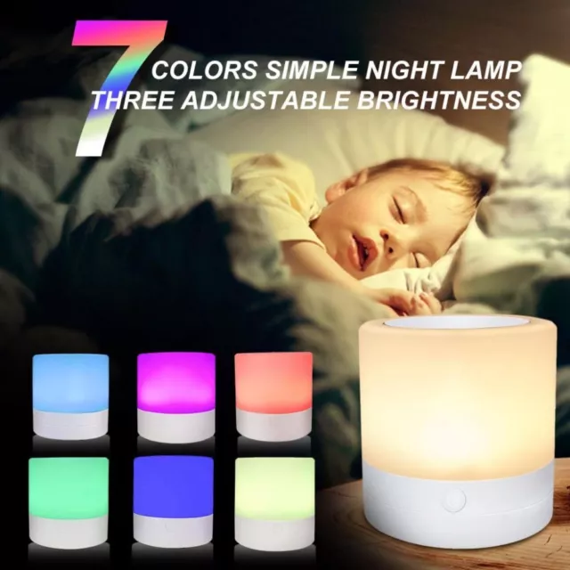 Baby RGB LED Nachtlicht Kinderzimmer Kinder Lampe Tischlampe USB Nachttischlampe