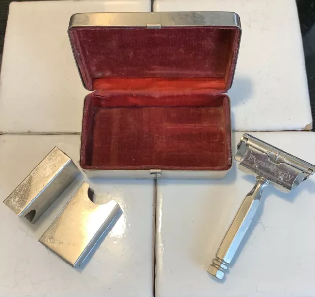 1914 Antique/Vtg Ever-Ready Vintage Safety Razor In Original Case 4pc Set