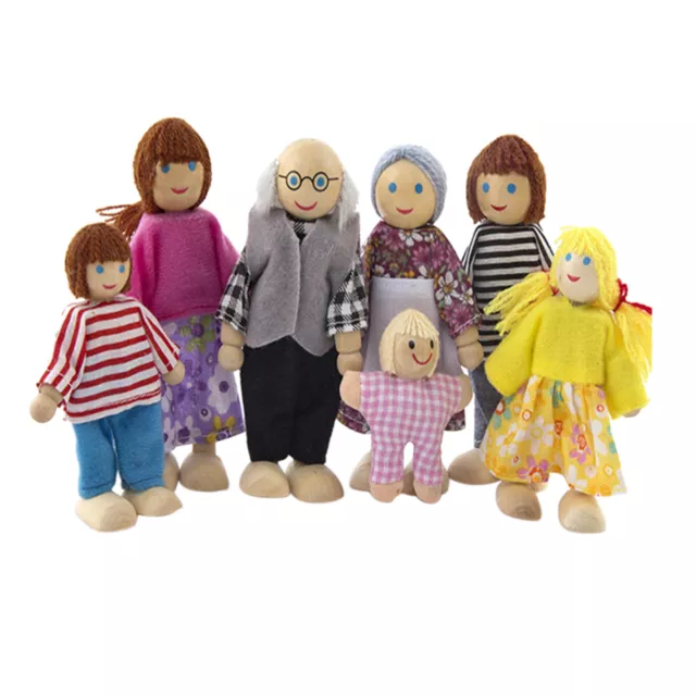 Small Wooden Toys Set -           People Family Dolls Figures Dressed Characters