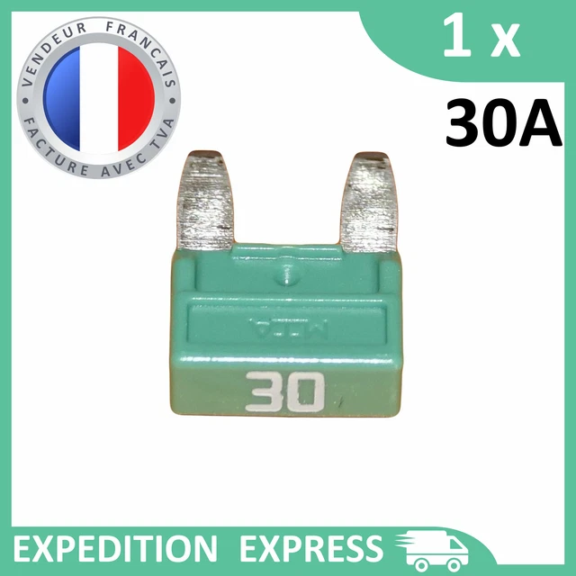 1 mini fusible 30A auto moto à lame vert
