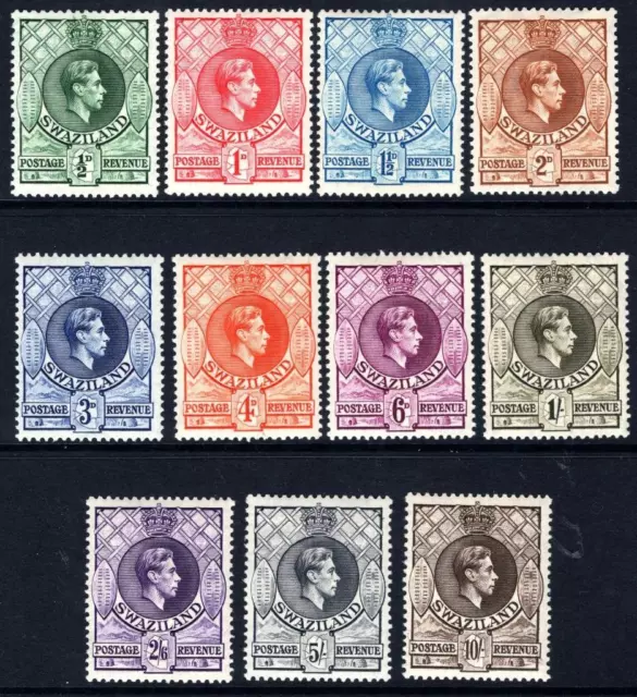 SWAZILAND: 1938-1954 Perf 13½ Set of 11 Sg 28-38 Mounted Mint - Cat £280 (73853)