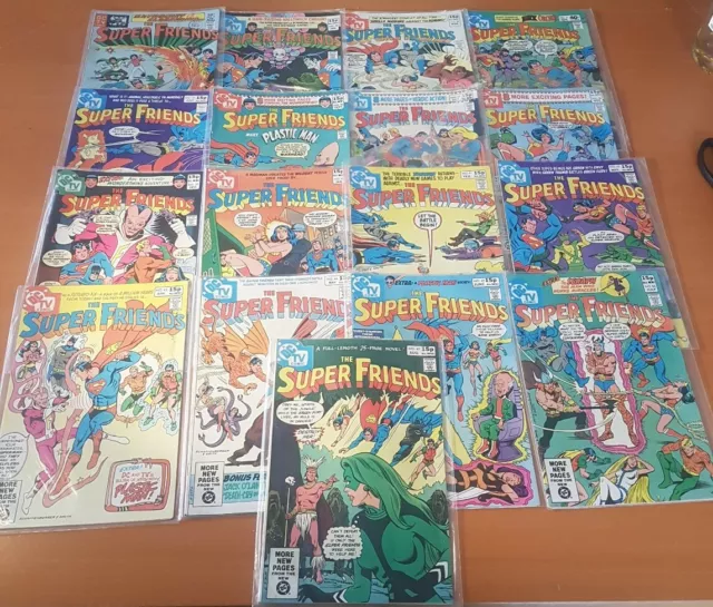 DC SUPER FRIENDS Mega BUNDLE. 17 Vintage Issues & Free post. Super value .
