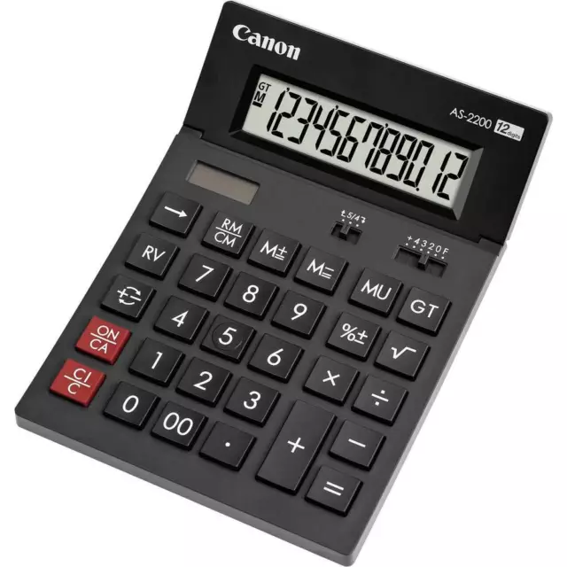 Canon AS-2200 Calculatrice de bureau gris foncé Ecran: 12 solaire, à pile(s) (l