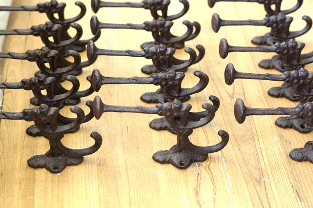 15 Rustic Cast Iron Coat Bath Hooks Ornate Victorian Large Hall Tree Hardware