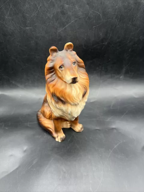 Vintage Porcelain Collie Dog Figurine Bisque Finish Made in Japan 9 Inches