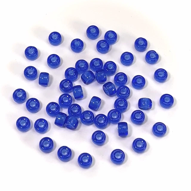 Czech Glass Druk Large Hole Beads 6mm, Sapphire blue color, 50pc J104