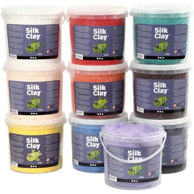 Creativ Self Hardening Modelling Silk Clay® 650G Buckets Tubs - Assorted Colours