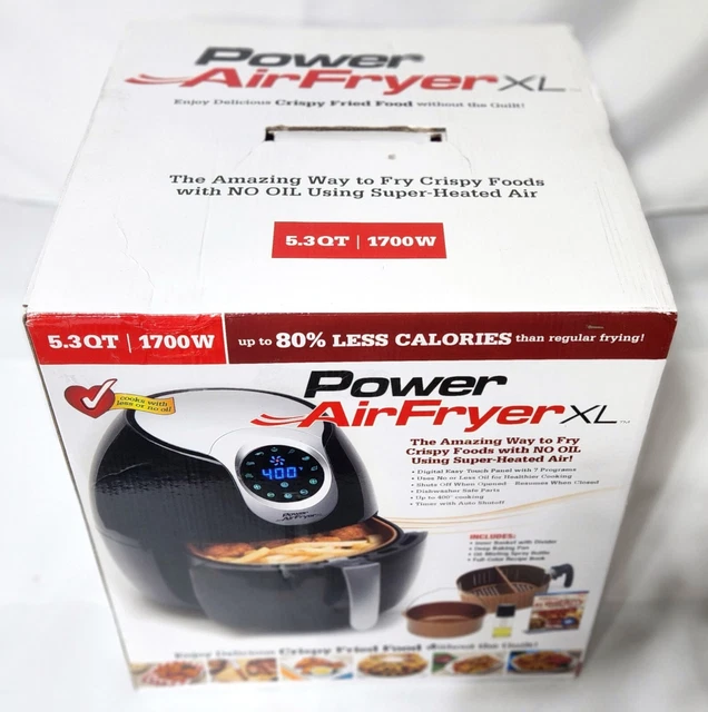 POWER AIRFRYER XL AF530 Digital 1700W 5.3Quart Air Fryer Black Silver