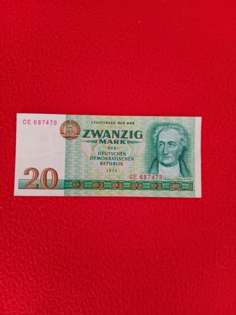 20 Mark 1975 DDR  Johann W. Goethe Papiergeld Banknoten Geldschein echt gelaufen