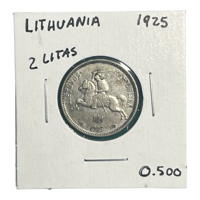 1925 Lithuania 2 Litu, Km# 77 .500 Silver World Coin *Very Good Condition*